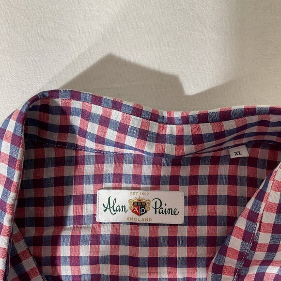 Alan Paine Mens XL Red & Blue Checkered Button-Up Shirt - Picture 5 of 8